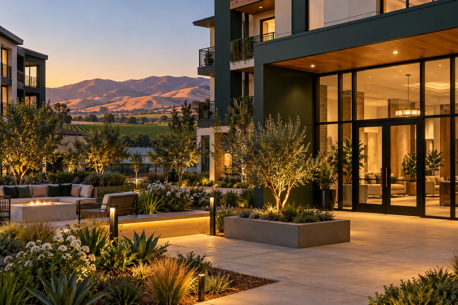 Apartment community courtyard in Salinas