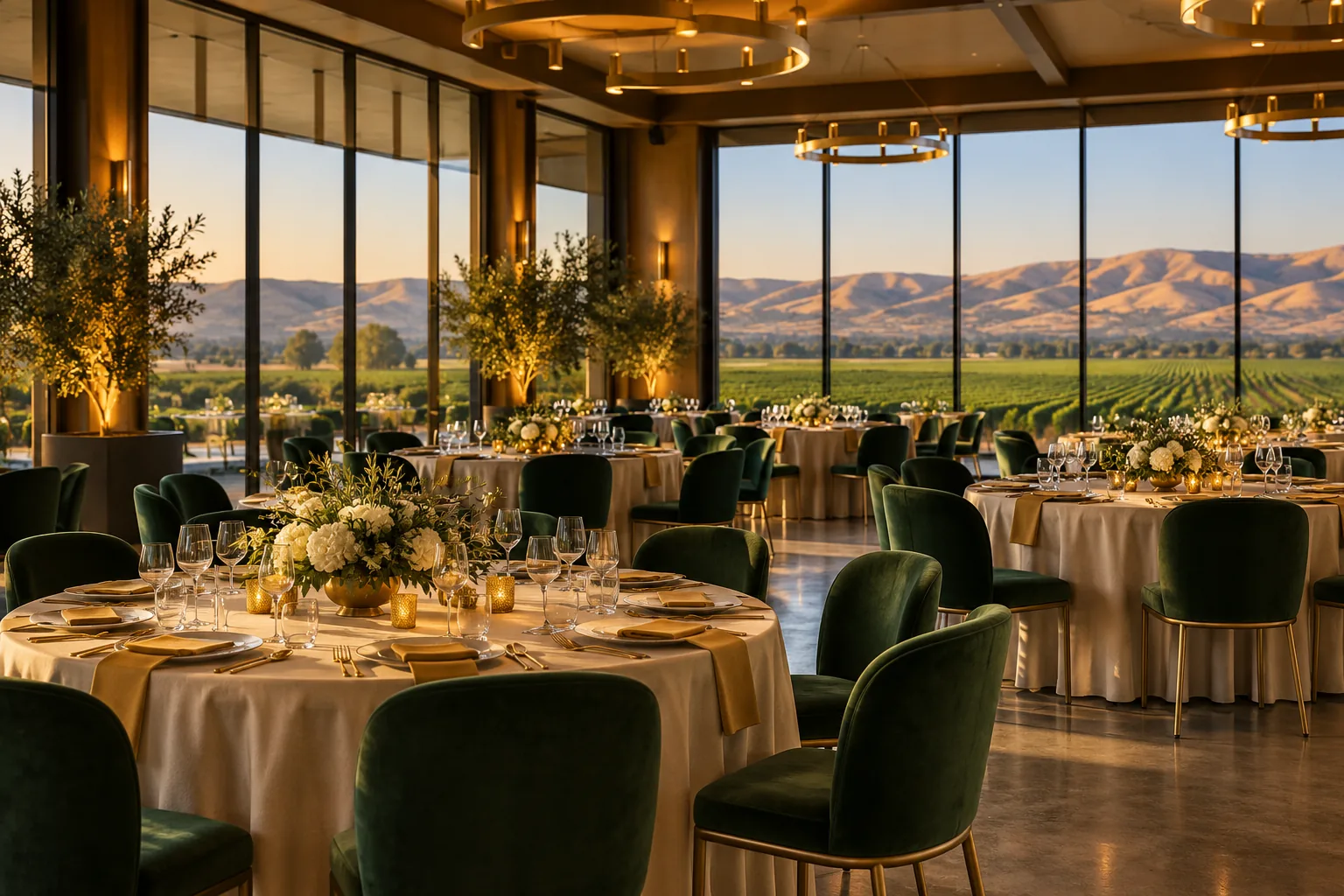 Event venue set up before guests arrive in Salinas